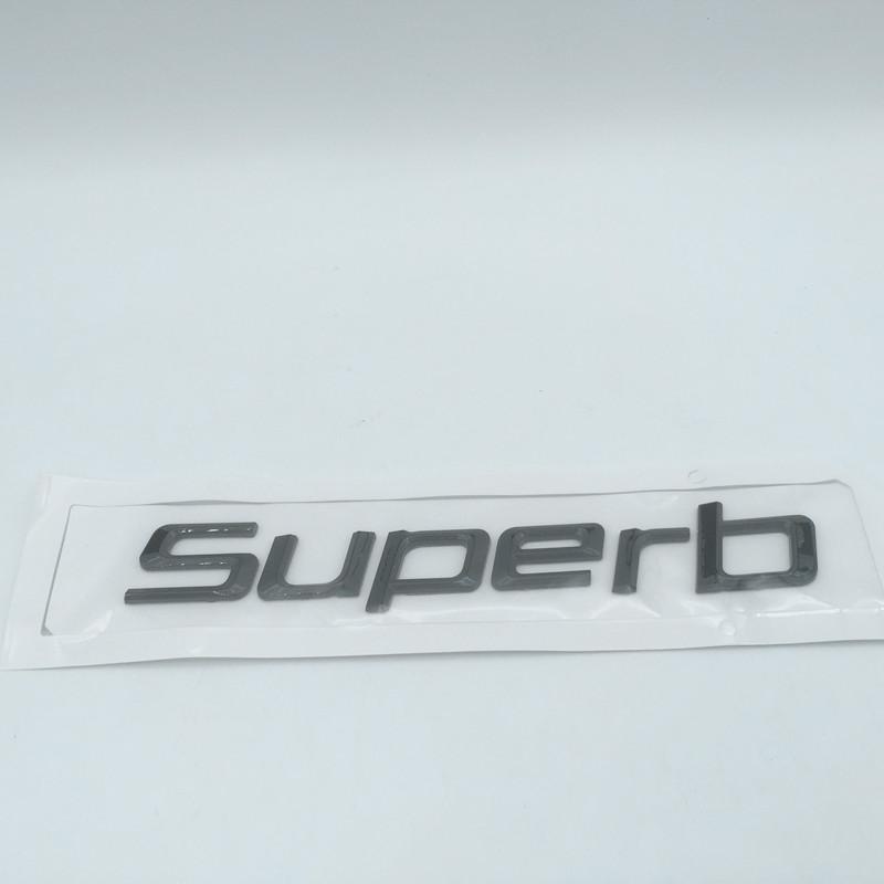 rtgks1 1pcs 3D ABS SUPERB high quality silver/black car Letter Emblem Rear tail trunk Decals badge sticker Decal styling For Skoda