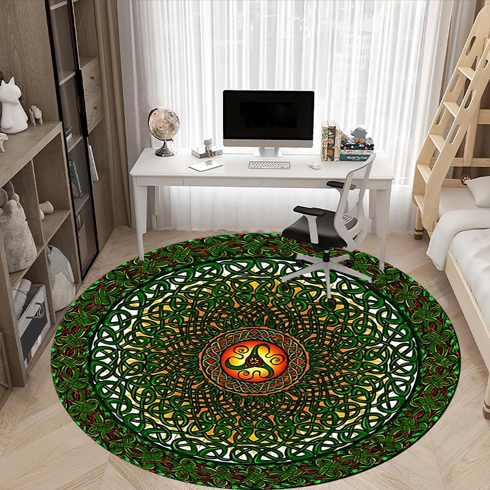 1pc Celtic Knotwork Design Chair Carpet for Office Non-Slip, Machine Washable Rug for Office - Holiday DecorMachine Made Yy251029115