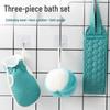 Strong Exfoliating Bath Towel Set: Back Scrubber Strip & Bathing Ball for Adults