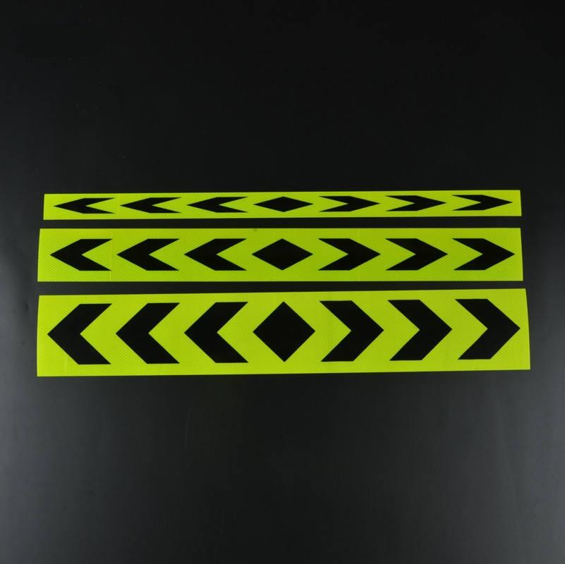 5cm*90cm Fluorescent Yellow-Black Arrow Reflective Adhesive Tape Safety Warning Waterproof Stickers High Light Reflectors Strip