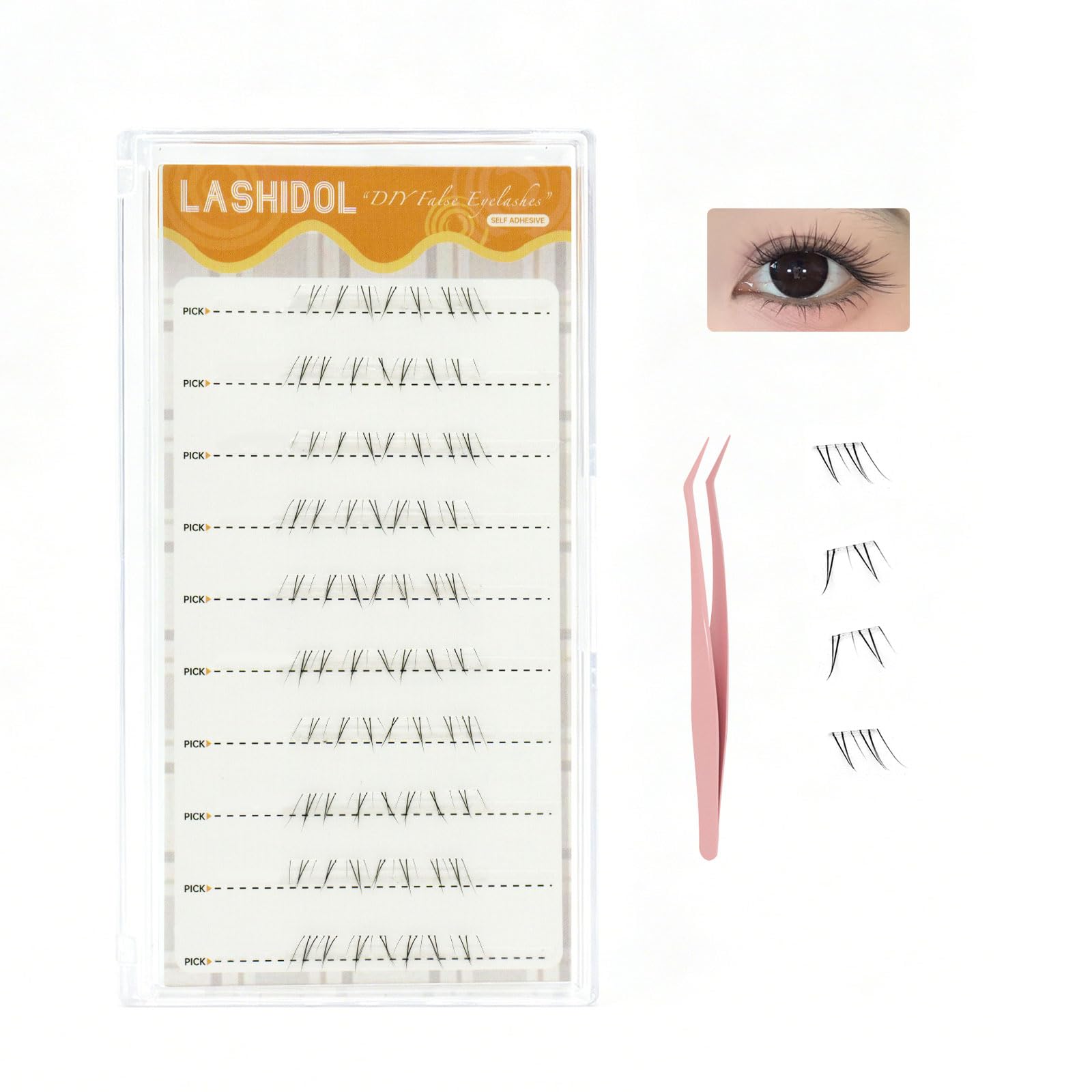 LASHIDOL Lower Eyelash False No Glue Partial False Natural Includes Easy Large Capacity Lashes, Required, Lashes, Look, Glue-Free Tweezers,