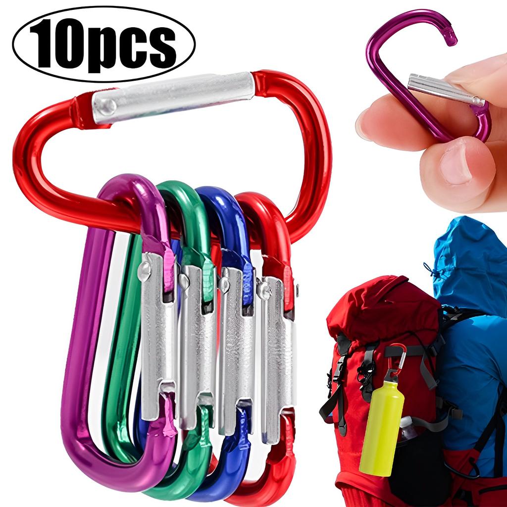 10/50Pcs Carabiner Keychain Alluminum D-ring Buckle Spring Carabiner Snap Hook Clip Keychains Outdoor Camping Daily Use Tool
