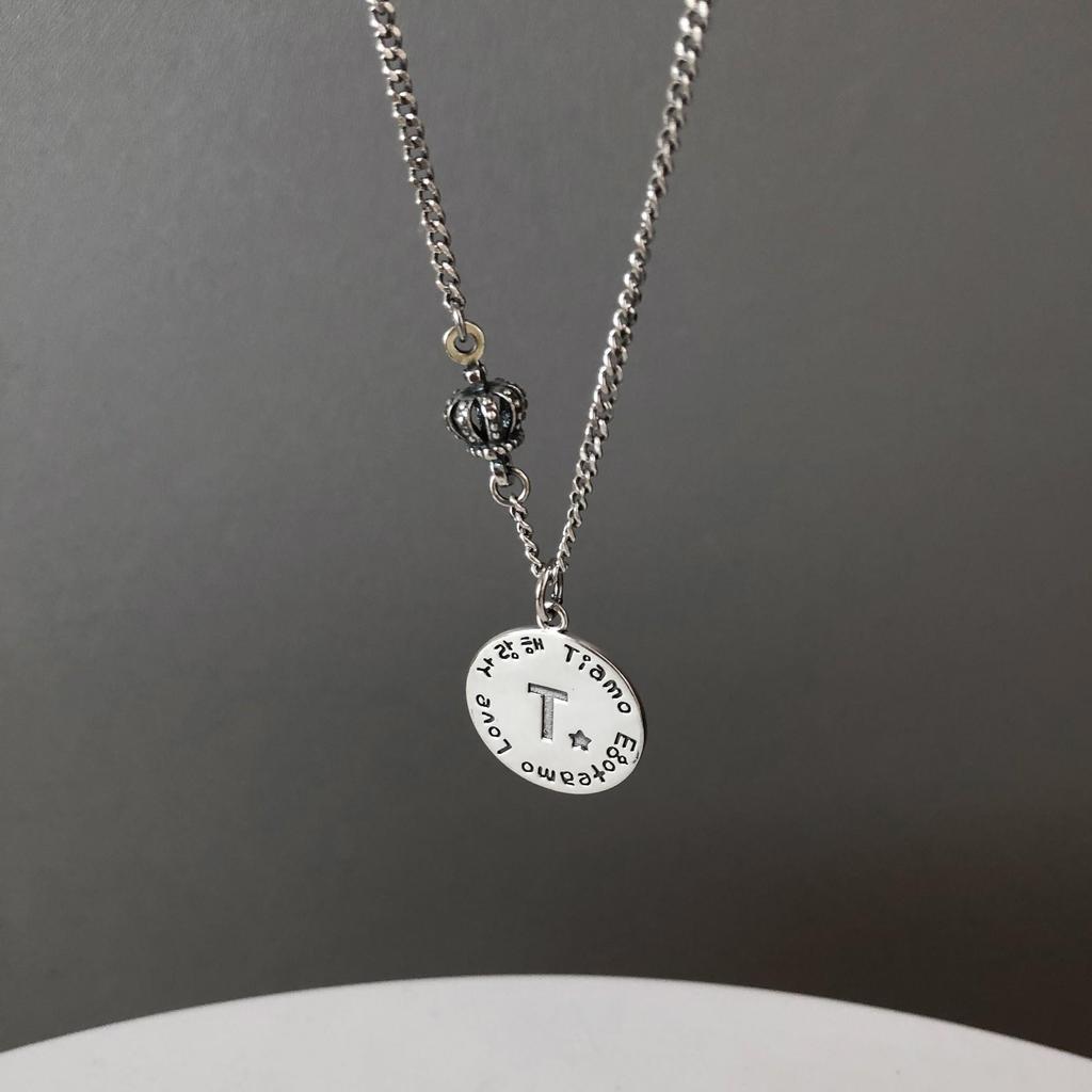 S925 Silver Retro Circle Necklace – Women's Elegant Clavicle Chain, Light Luxury Trendy Sweater Accessory