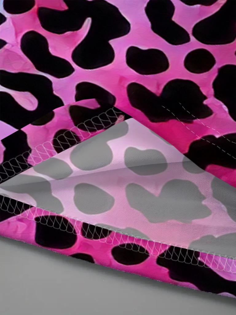 Dámské kulatý výstřih dlouhý rukáv T‑shirt Barevný leopardí zvířecí potisk Sváteční tričko Top Ležérní denní podzimní oblečení Dámské oblečení