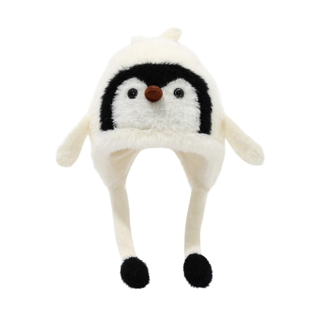 Cute Penguin Knit Hat For Kids Winter Warmth With Earmuff Design