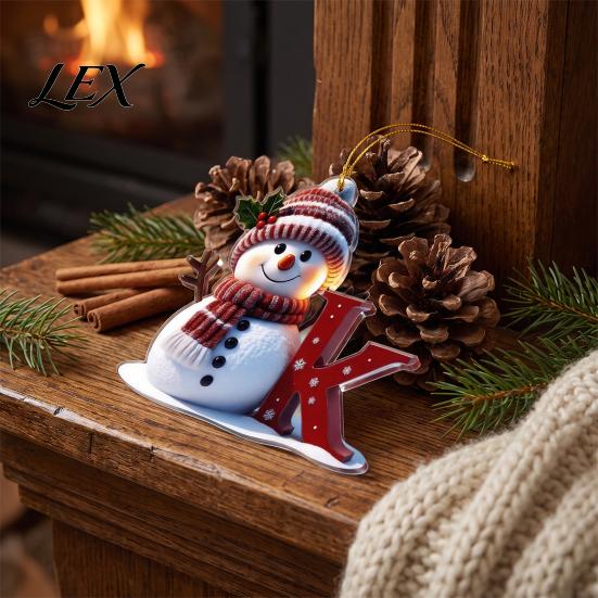 Indoor Outdoor Holiday Decorations 26 Letter Christmas Ornaments, 2D Flat Snowman Hanging Decoration, Acrylic A-Z Festive Home Decor Supplies Alphabet