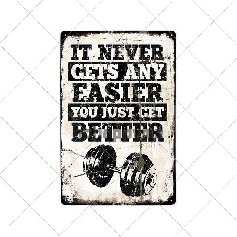 Gym Rule Metal Sign Fitness Motivational Quotes Poster Work Out Plaque Man Cave Pub Bar Wall Decorative Vintage Plate 20x30cm