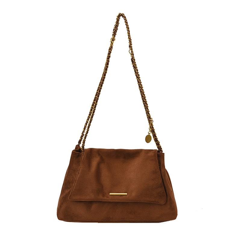 1Pc Women's Fashion Niche Messenger Bag 2025 Autumn and Winter New Chain Underarm Bag Suede Foreign Style Versatile Single Shoulder Messenger