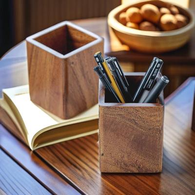 Walnut Solid Wood Multifunctional Pen Holder & Cosmetics Storage Box