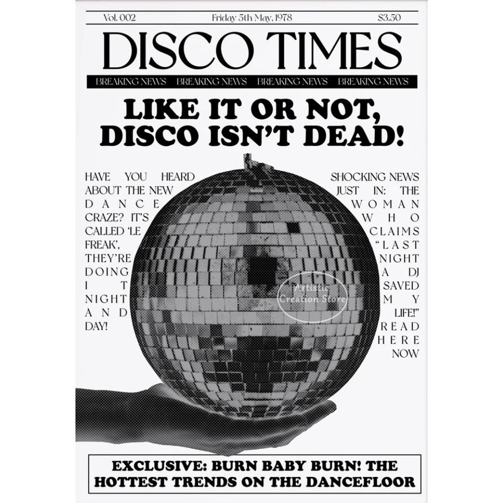 Galerie Musik Kunst Wand Heimdeko Retro Disco Poster Schwarzweiß Leinwandmalerei Party Disco Druck Wandbilder