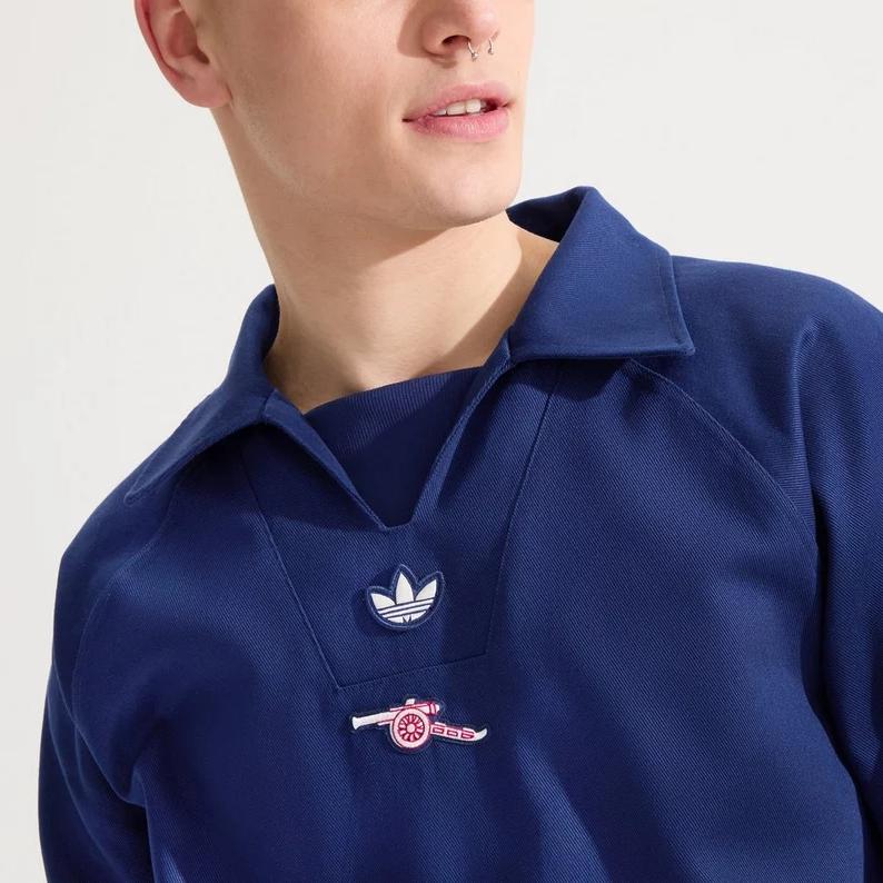 Adidas Originals X Arsenal Collaboration Top 24/25 Terrace Icons Drill Simple Fashion Versatile Long Sleeve Sweatshirt Men Sweatshirt Blue JF0547