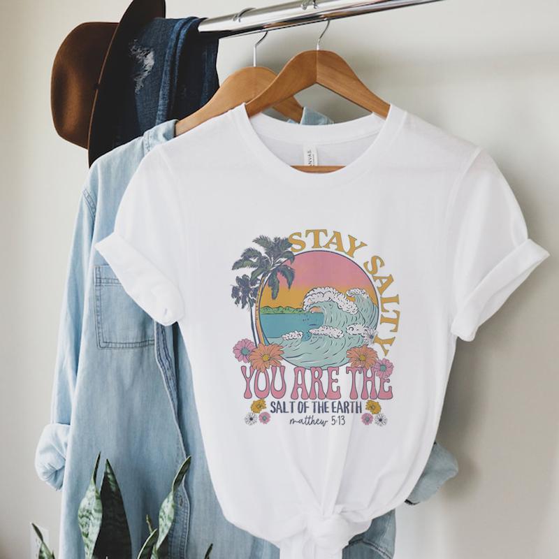 Women Bible Verse TShirt Vintage Aesthetic Jesus Faith Graphic Tshirts Short Sleeve Christian TShirt Retro Inspirational Tops S