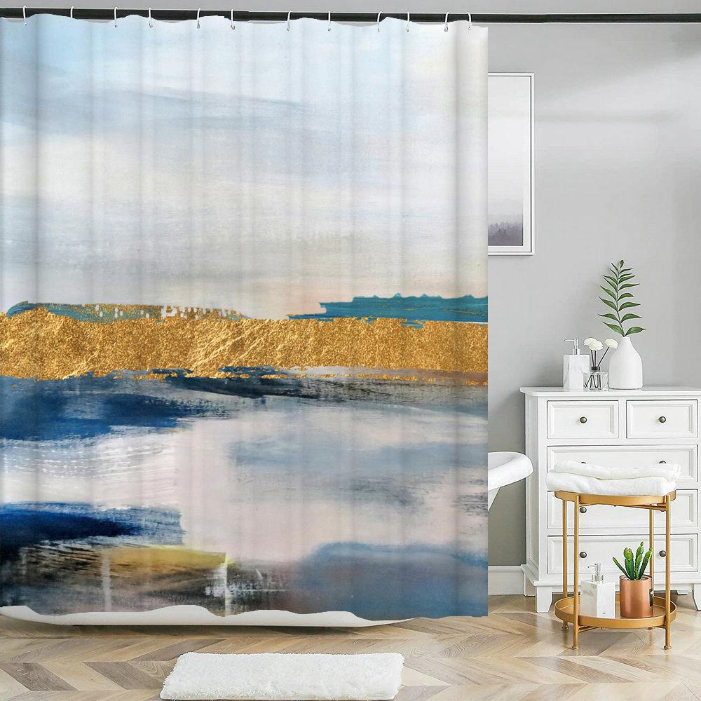 

Marble Pattern Texture Shower Curtains Art Abstract Gradient Bathroom Waterproof Polyester Bath Curtain Home Decor With Hooks W60H190(CM)-1 Pcs