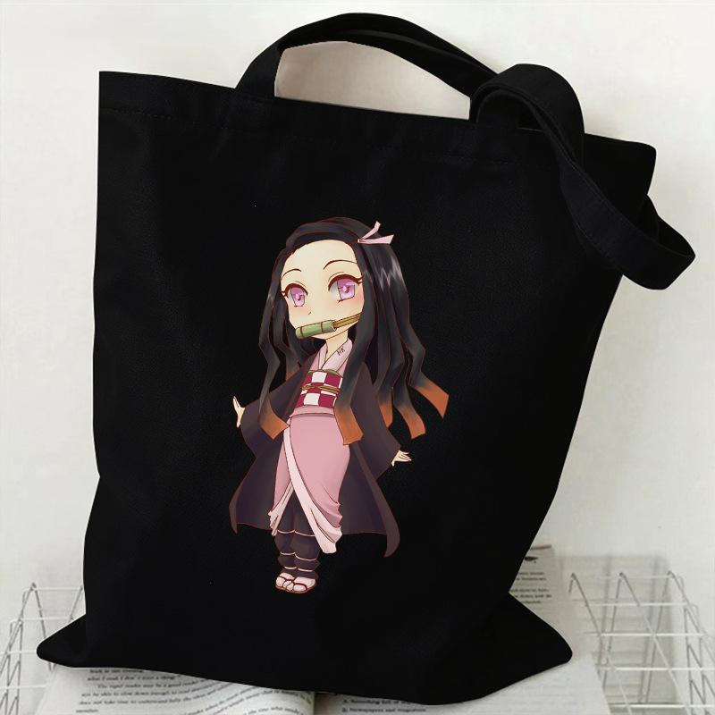 Japan cartoon comics Nezuko Kamado Demon Slayer Print Canvas Bag Stylish Women's Handbag Large Capacity Casual Shoulder Bag 7561 KTB