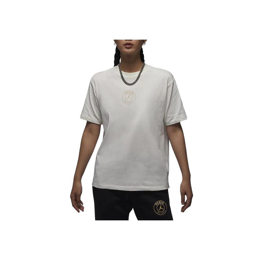 Jordan Paris Saint-Germain Football Print Solid Crew Neck Casual Short Sleeve T-Shirt SS24 Women Tops Sail FN5175-133
