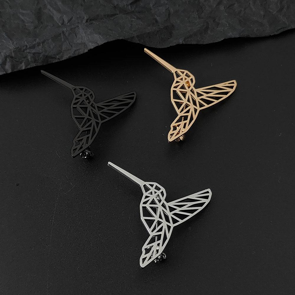 Stainless Steel Hummingbird Brooch Men Cute Animal Design Jewelry Wedding Men's Shirt Suit Badge Lapel Pins Accessory