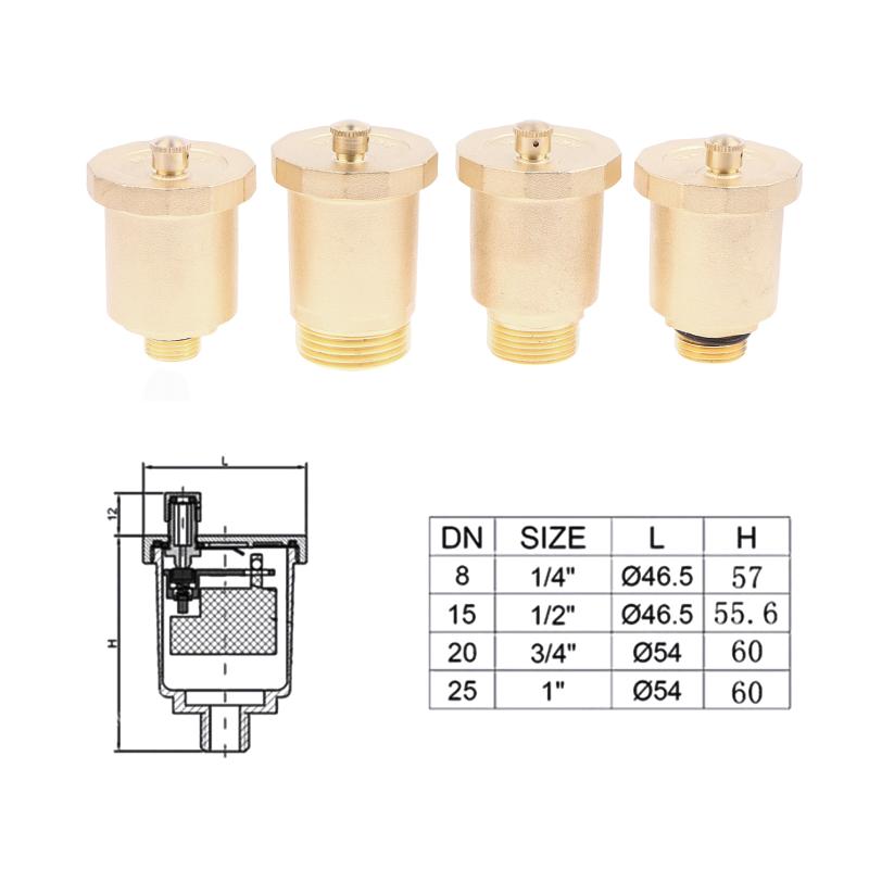 Dn10/Dn15/Dn20/Dn25 Brass Material Automatic Exhaust Release Valve Standard Male Thread Pressure Release Air Vent Valve