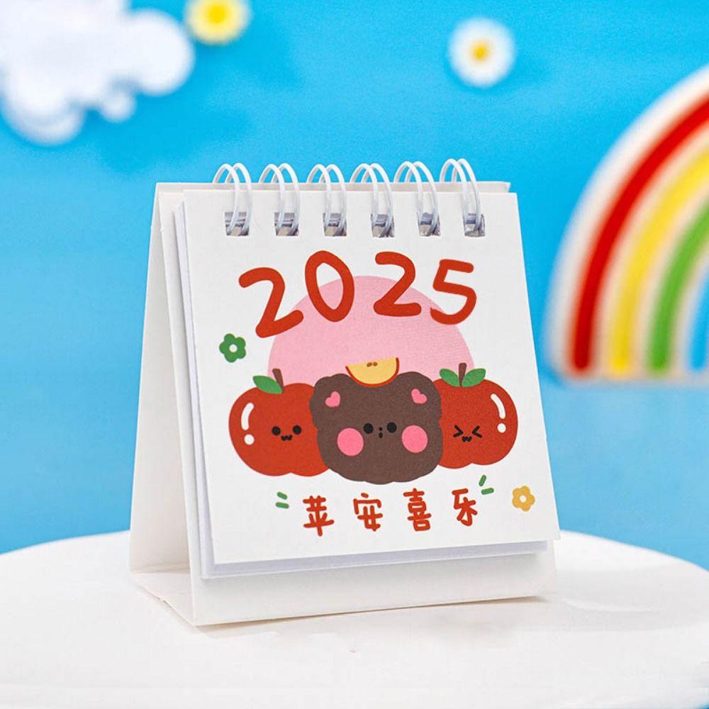 Cute 2025 Calendar Mini Mini Desktop Calendar Creative Fruit Text Calendar  Desk Check-in