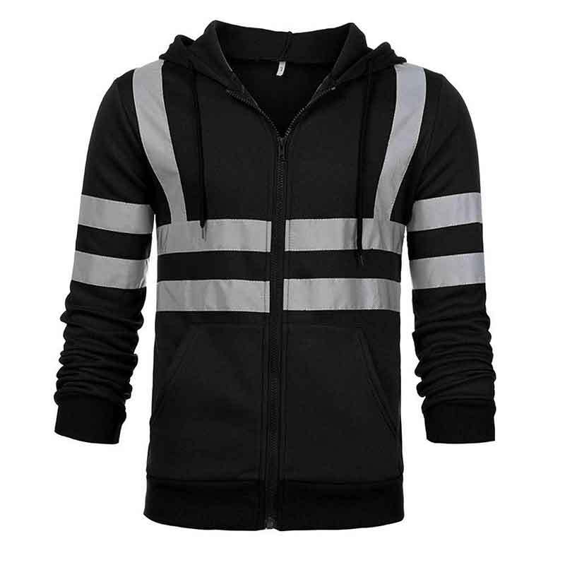 2026 Trending Men's Apparel: Everyday Outdoor, Hiking, Reflective Stripes, Zippered Hooded Top, Jacket, Men's