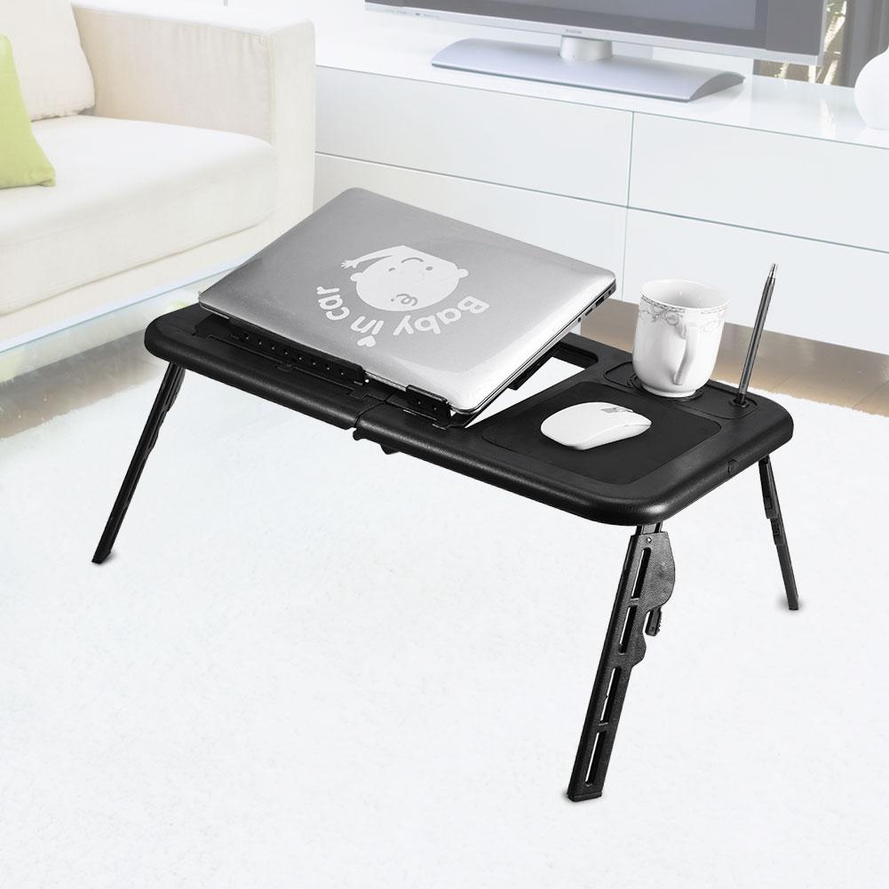 Adjustable Portable Folding Table Bed Desk Stand For Computer Laptop Notebook PC(Black)