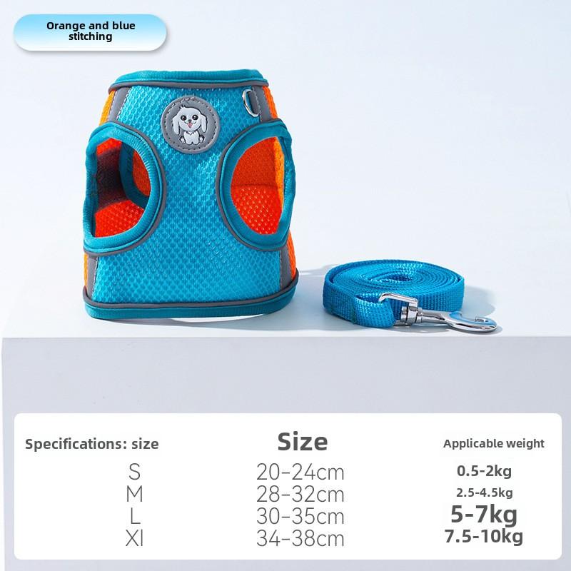 Summer Grid Breathable Leash Dog Chest Strap Vest Type Anti-bite Dog Chain Rope Dog Rope Pet Chest Back