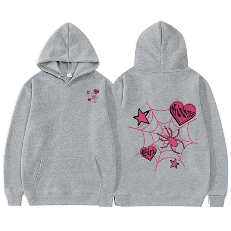 Spider Web Printed Autumn Winter Men's Hoodie Brand Hoody Y2K Clothes Vintage Fashion Unisex Long Sleeve Pullovers