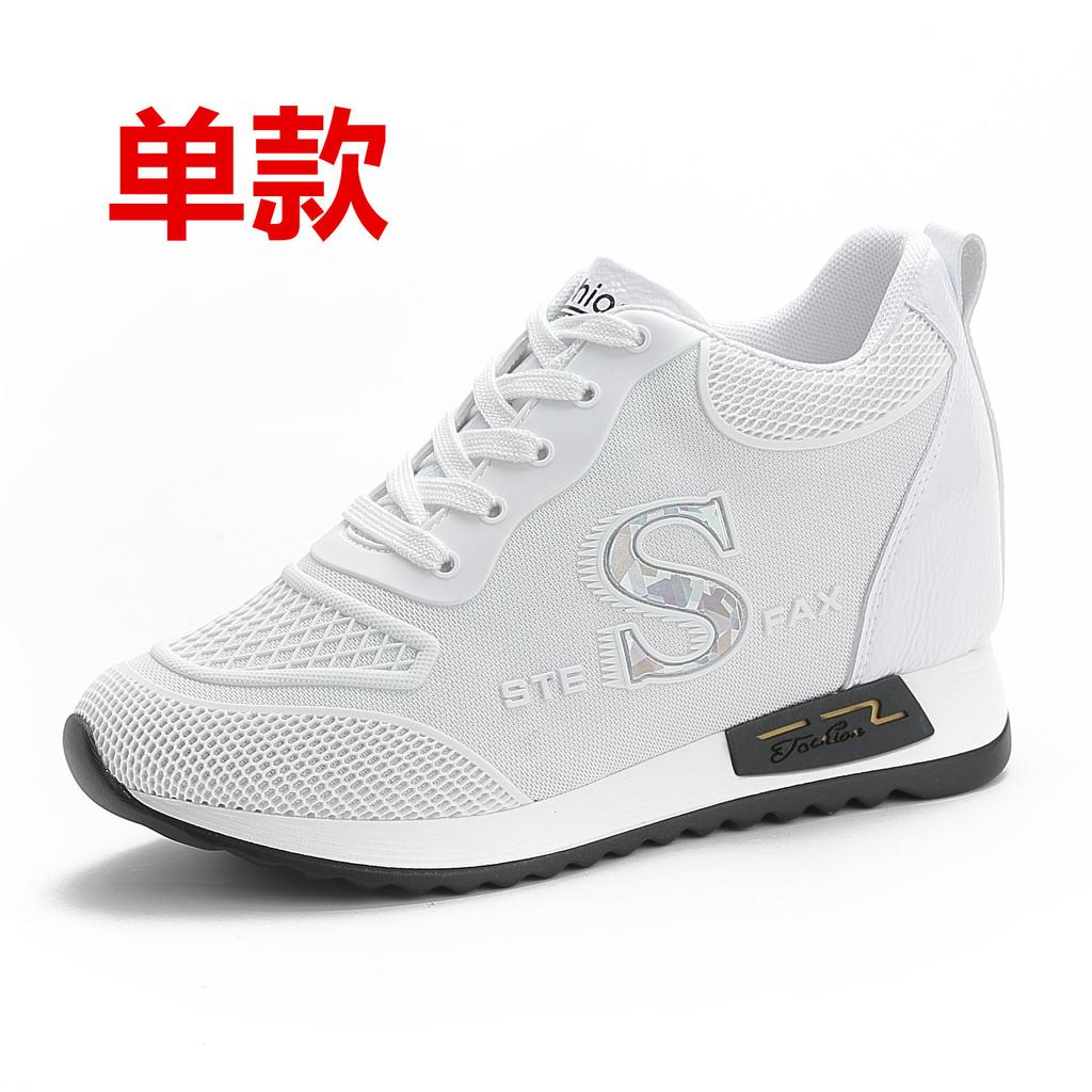 Inner Heightening Women's Shoes Casual Shoes Lace-up Wedge Sneakers Light and Comfortable Women's Single Shoes