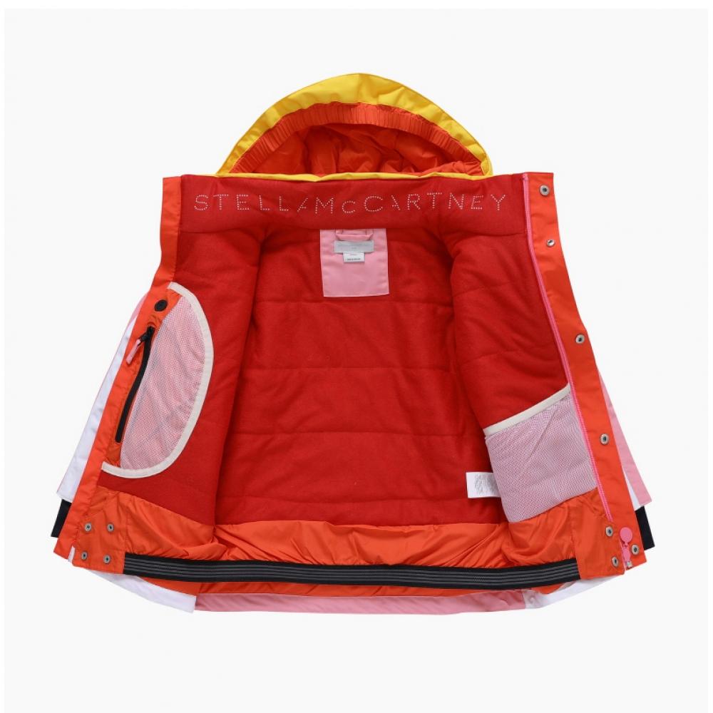 Stella Mccartney Tt2a20 Z0432 999 Color Block Round Logo Hooded Ski Kids Jacket