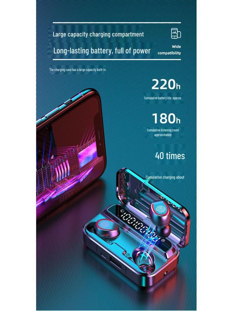 Touch Control V13 Wireless Dual Earbuds TWS 5.0 – Sports Bluetooth Earbuds with Flashlight