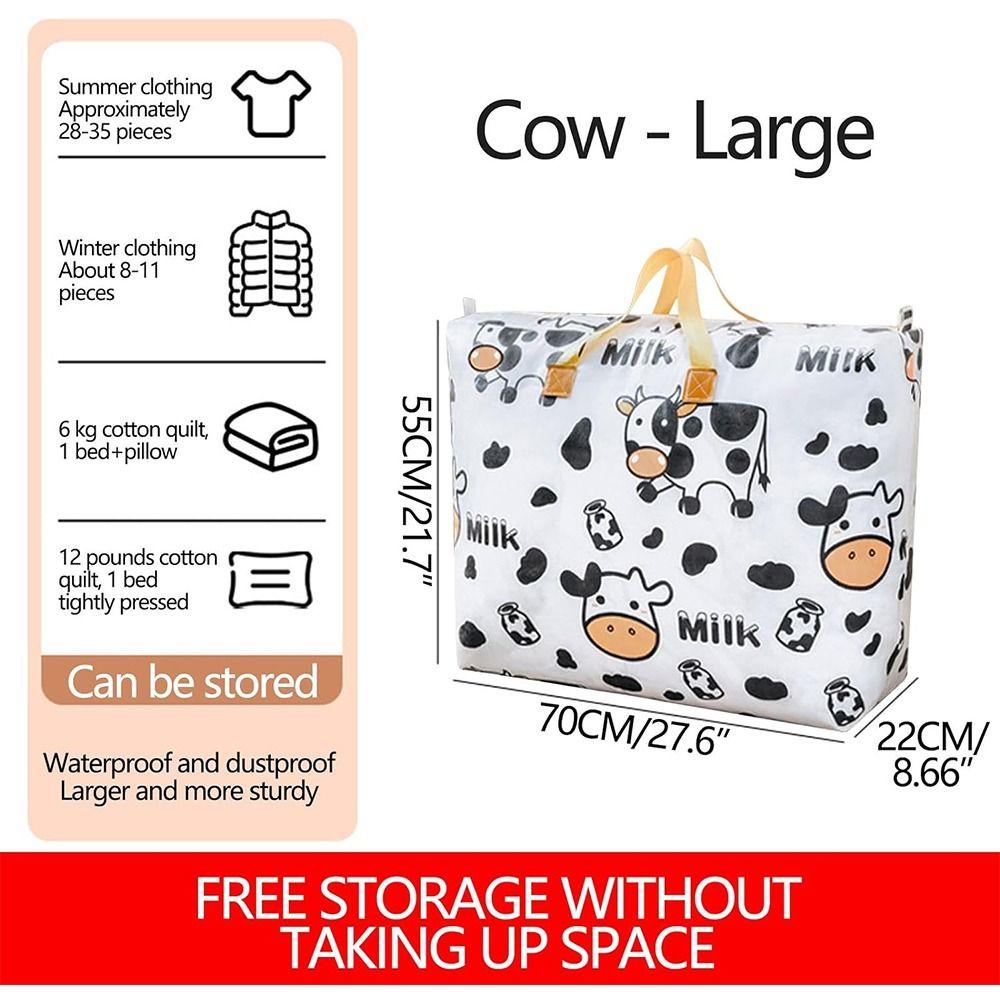 Folding Clothes Storage Organiser Cow Pattern Quilt Storage Bag Travel Compression Bag  Home