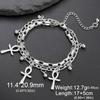 LIKGREAT Vintage Egypt Bracelet Ankh  Charms Stainless Steel  Bracelets Women Jewelry Double Chain Life Symbol Cross Amulet Anni