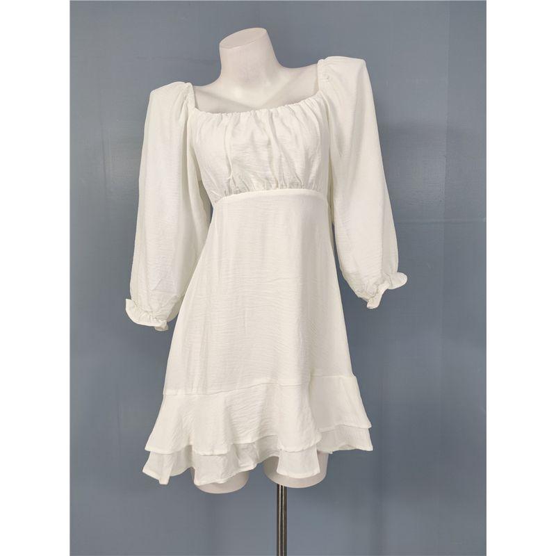 

Заказ внешней торговли Французский стиль Простой Элегантный Леди Рукав-фонарик Стройнящий Для свиданий Милый А-силуэт Модный Комбинезон Короткое платье White XL