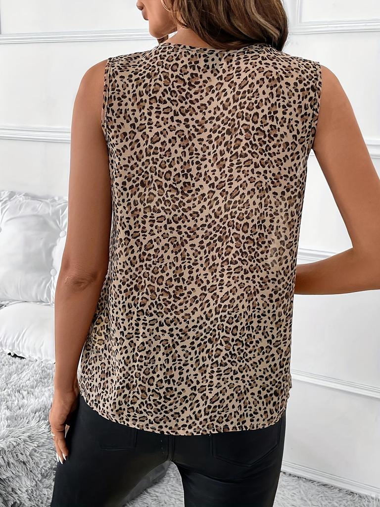 Spring/Summer 2025 Women's Leopard Print Sleeveless Top