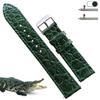 [vinacreations] 20mm Green Crocodile Watch Strap for Men, Replacement Crocodile Watch Band, Quick Release DH-28-20MM