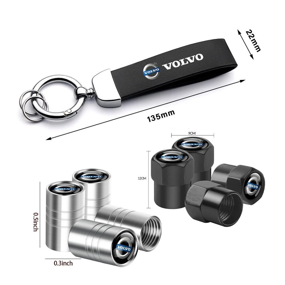 Volvo Cache-poussières de valve de roue de pneu de voiture Suede Porte-clés Anneau Porte-clés Pour V60 V40 XC90 XC40 S60 XC60 V70 S90 V90 Accessoires