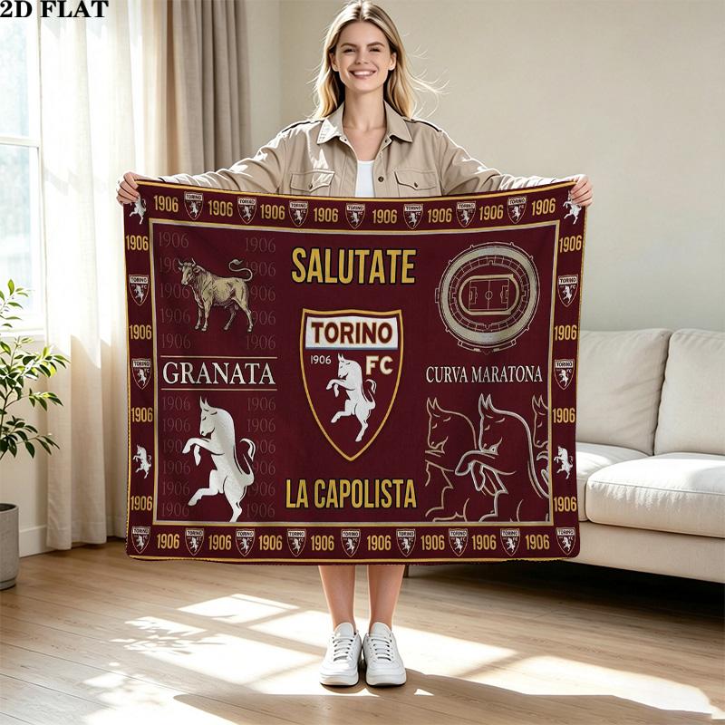 Torino Fc Print Flannel Blanket High Quality Warm Comfortable Cover for All Seasons Perfect for Gifts Home Decor