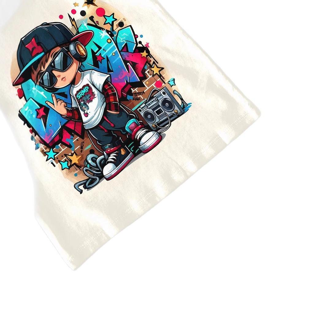 Summer Round Neck Hip - Hop Cartoon Character 3D Printed Top Fashionable Casual Short Sleeved Children's Boy T-shirts