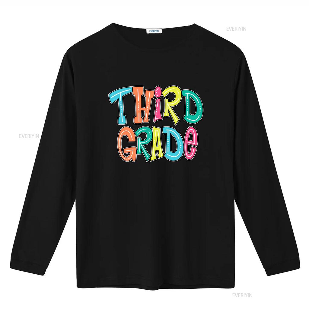 Colorful Groovy Third Grade Print Back To School Teacher Student Casual T Shirt Vintage Washed Homme Slightly Streetwear