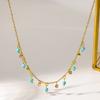 European and American Natural Stone French Stainless Steel Collarbone Chain Plated with 18K Gold Niche High-end Fringed Necklace