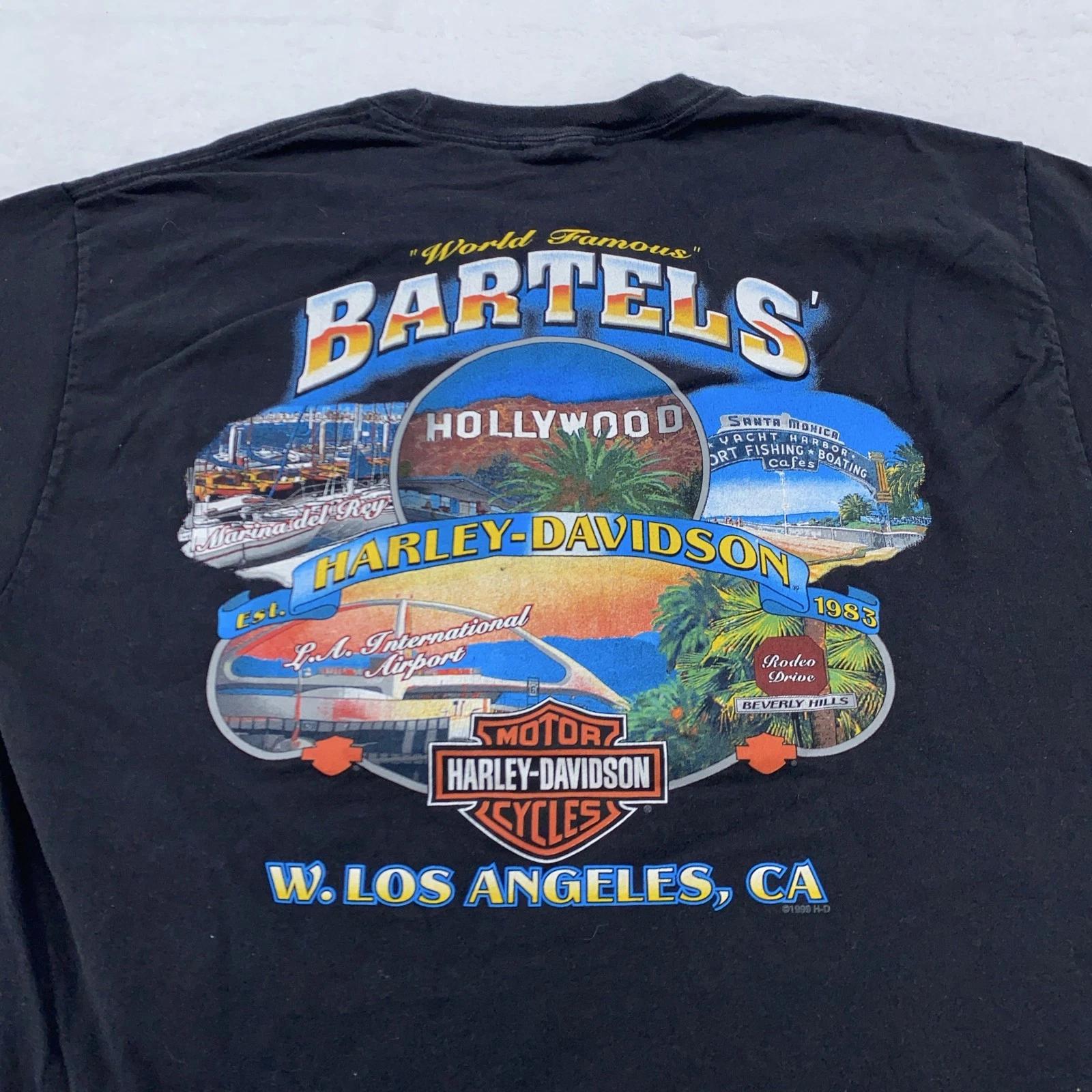 Vintage Harley-Davidson Shirt Mens Large Bartels West LA California Skull 90s 3XL