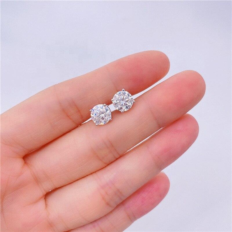 Four Claws Moissanite Stud Earrings for Women S925 Sterling Silver 3mm-8mm D Color Wedding Fine Jewelry Drop Shipping
