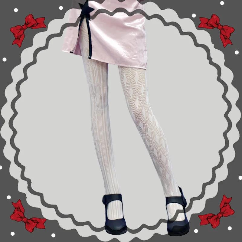 Skull Fishnet Stocking Women's Hollow Garter Bat Gothic Dark Mesh Leggings Lolita JK Tights Halloween Cosplay Pantyhose