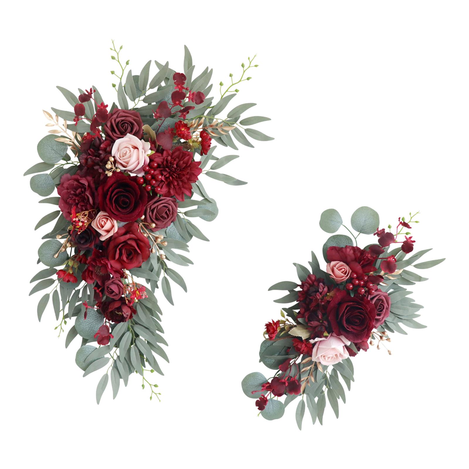 2Pcs Artificial Floral Swag Wedding Arch Flowers for Ceremony Holiday Window