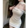 Pure lust spice girl dress sexy one-word shoulder tube top dress French temperament royal sister slim-fitting hip-wrapped short skirt autumn