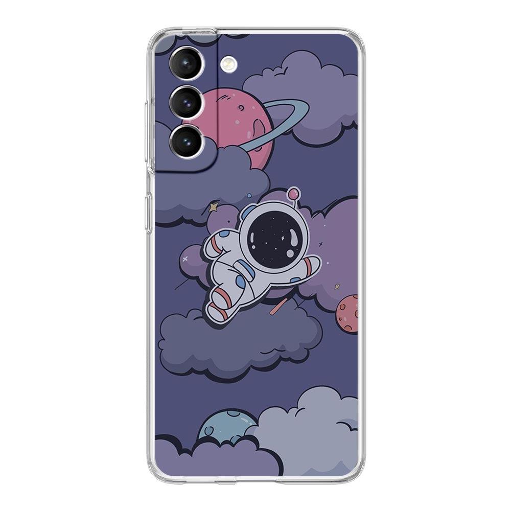 Cute Cartoon Astronaut Phone Case For Samsung Galaxy S22 S21 S20 FE Ultra 5G S10 S10E S9 S8 Plus Note 10 20 Clear Silicone Cover