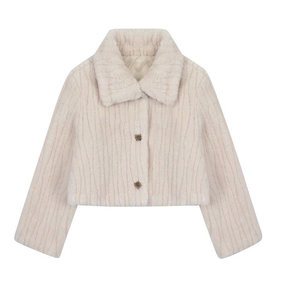 Winter Warm Lambswoolen Coats Women Fashion Korean Padded Cotton Outerwear Woman Stand Collar Cropped Jacket Female