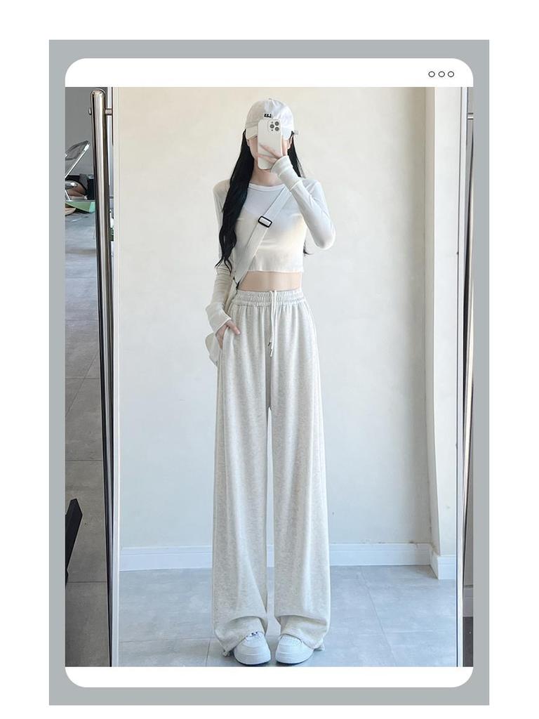 Douyin Mamba Damen Fleecegefütterte Weitbein-Sweathose - Herbst/Winter 2024