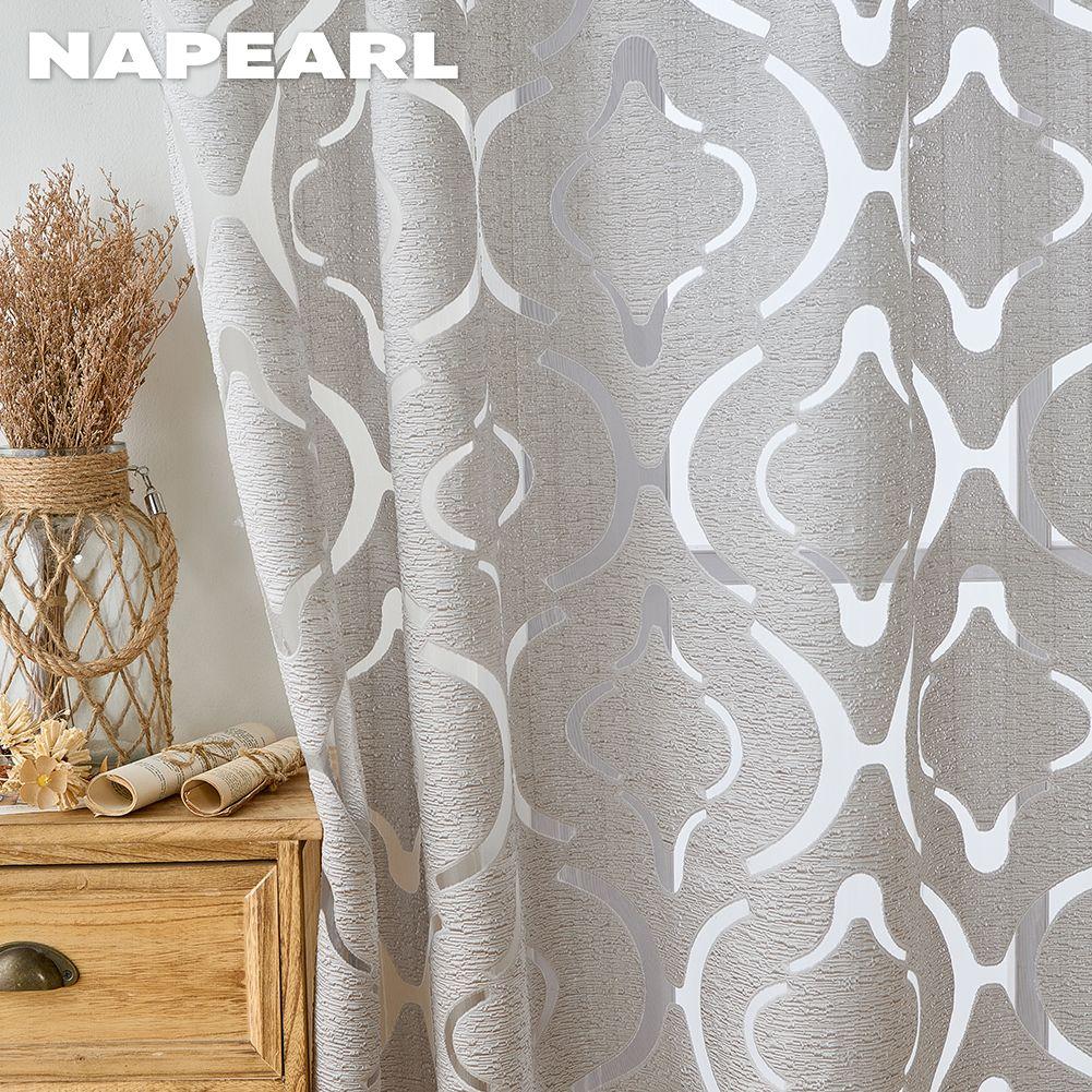 1PC NAPEARL 10% Blackout Fashion Versatile Tulle Personalized Floral Jacquard Sheer Curtain for Kitchen Living Room Bedroom Window Home Decor