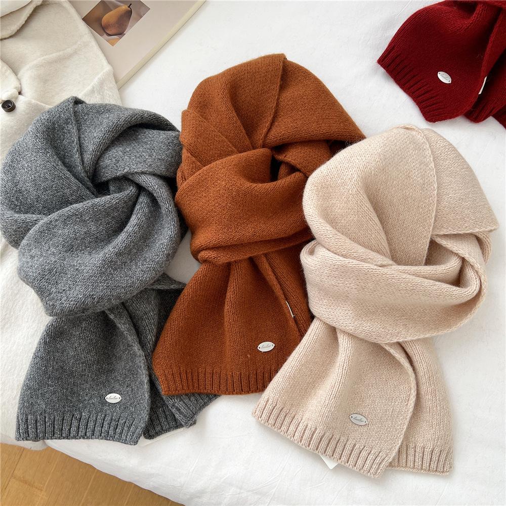 Novo cachecol de cor sólida para mulheres na primavera e no outono, fita versátil, faixa de pulso, decoração da moda, proteção de pescoço para estudantes, cachecol pequeno