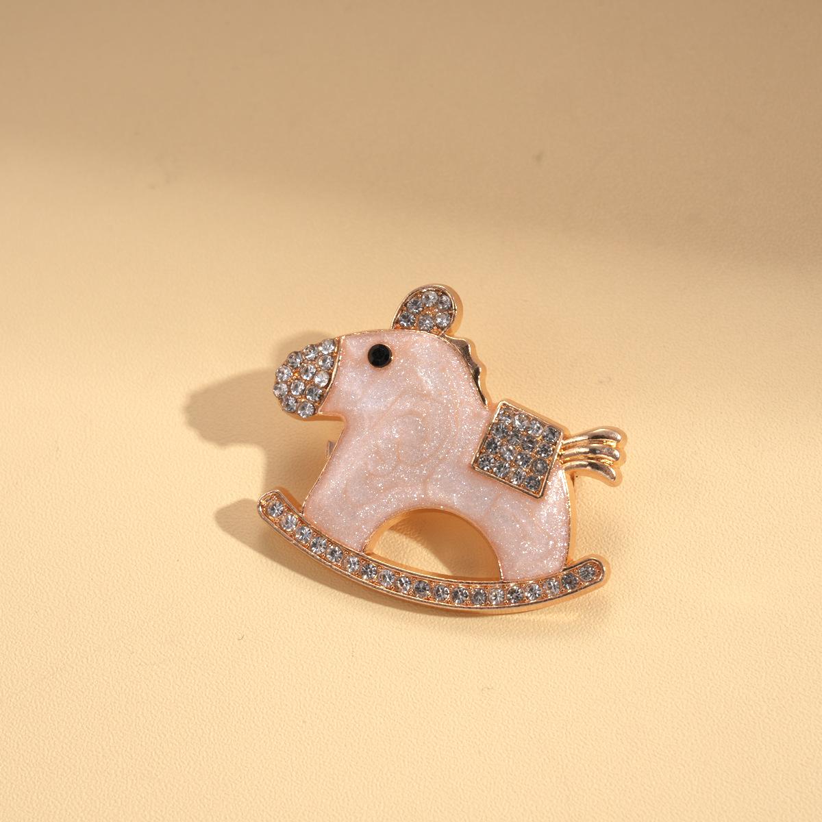 European and American cartoon diamond-set oil drop pony color brooch natal year creative cute niche accessories